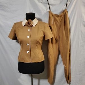 Vintage Donna Morgan Petites Silk Pin Up Pants Suit 2